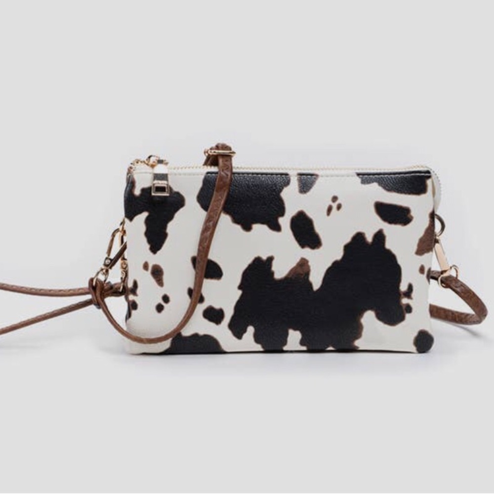 NWT Jen&CO Cow Print Crossbody/ Wristlet